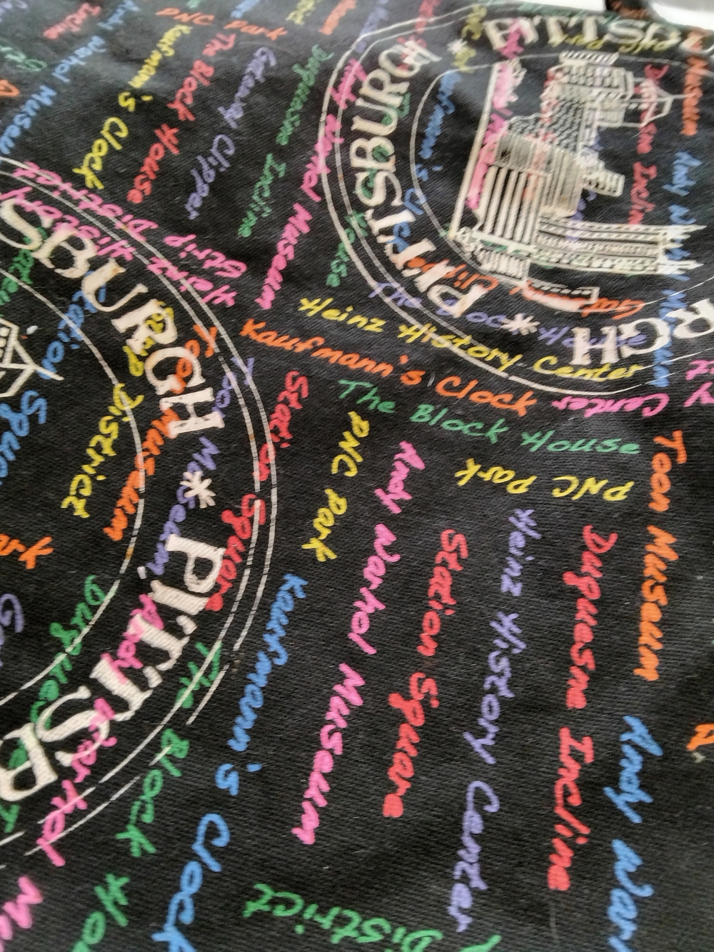Pittsburgh Skyline Graphic Tote - Black with Rainbow Script - Picture 5 of 8